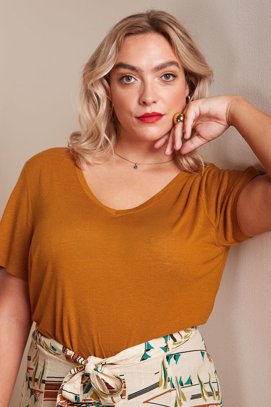 King Louie V-Neck Top Marsy Linen