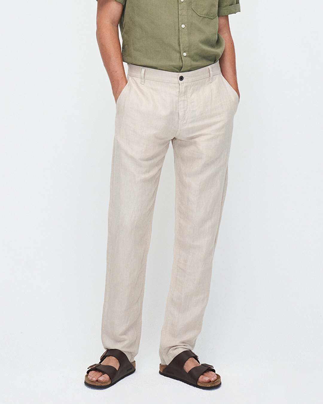 Kuyichi Darren Chino aus Leinen und Bio-Baumwolle (Light Sand)