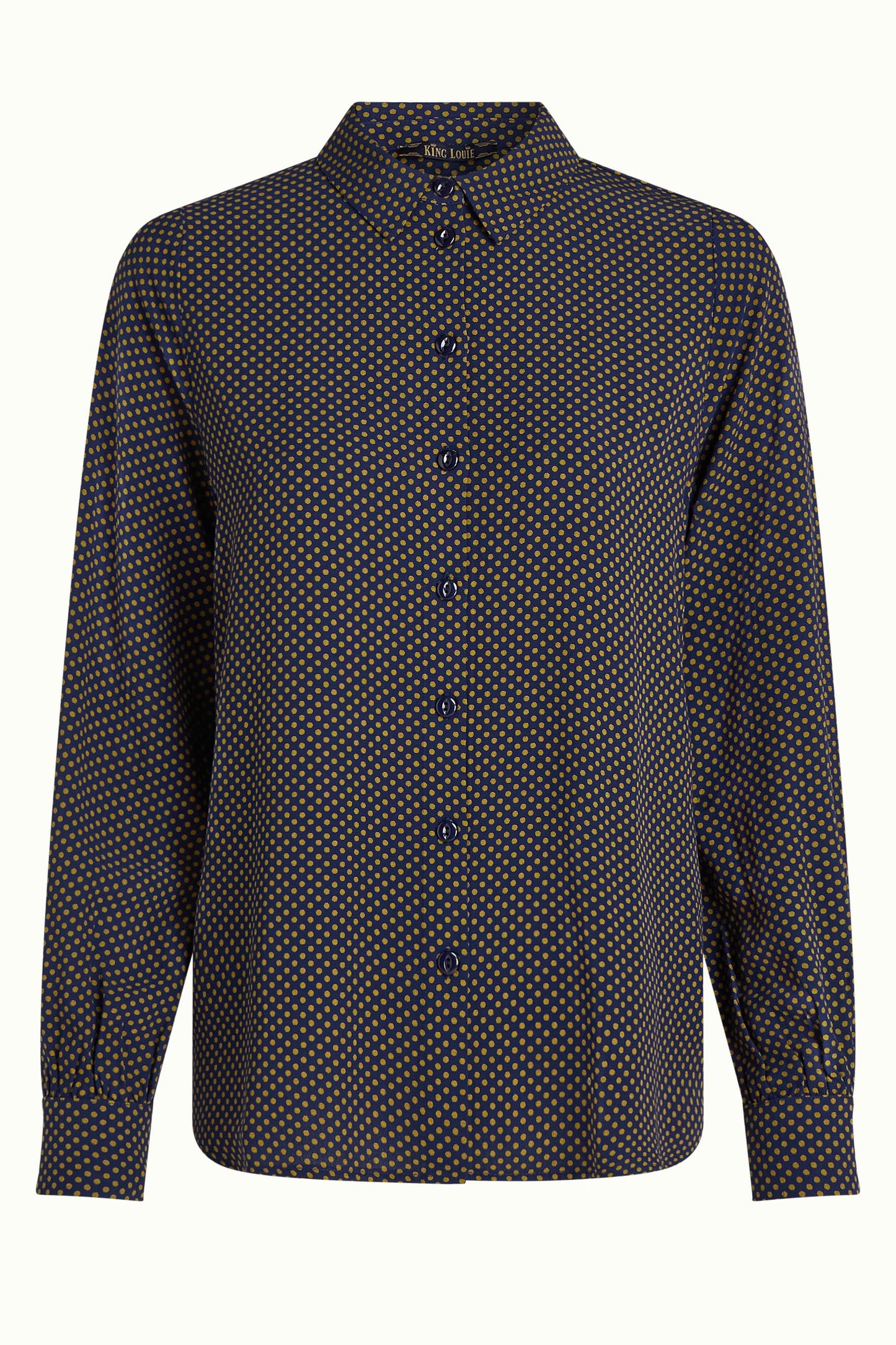 King Louie Maisie Blouse Piper Blau mit Punkten