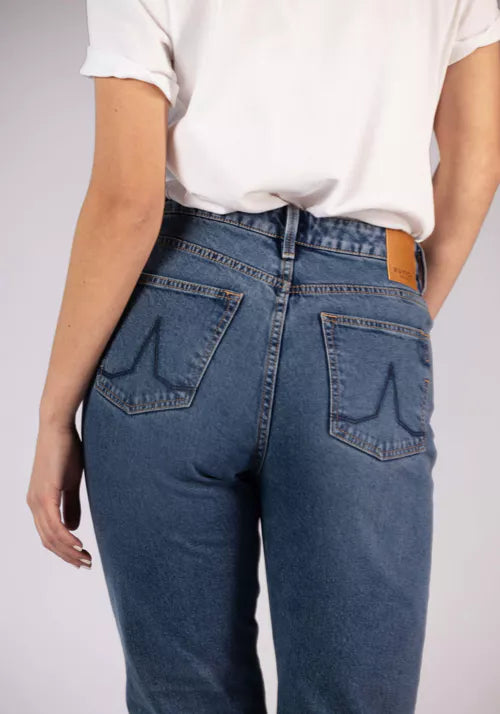 Kuyichi Nora Loose Tapered Worn Indigo Jeans für Damen