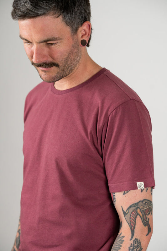 ZRCL Männer-T-Shirt aus Biobaumwolle (Basic T-Shirt Berry melange)
