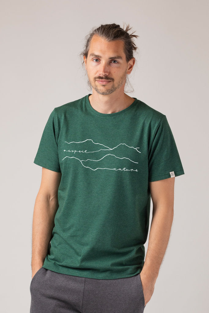 ZRCL Männer-T-Shirt aus Biobaumwolle ( Respect Nature T-Shirt Green Stone)