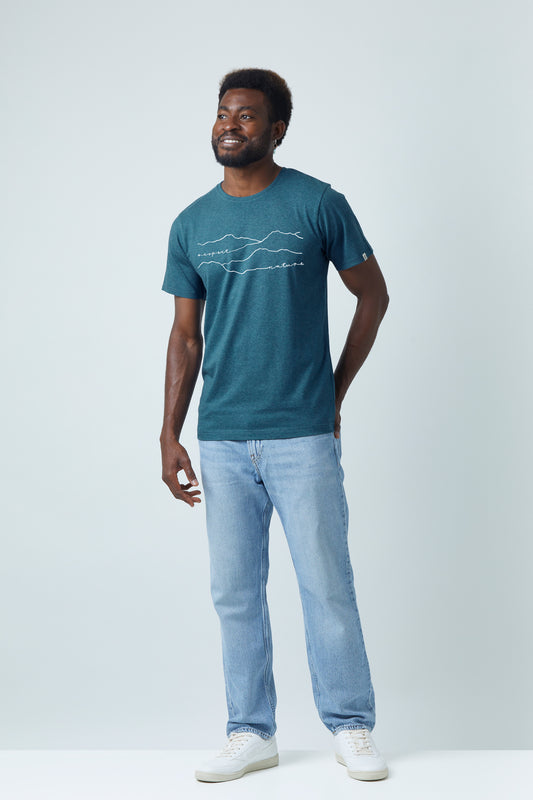 ZRCL Männer-T-Shirt aus Biobaumwolle ( Respect Nature T-Shirt Petrol Melange)