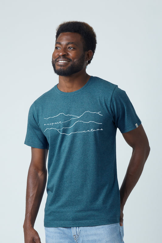 ZRCL Männer-T-Shirt aus Biobaumwolle ( Respect Nature T-Shirt Petrol Melange)