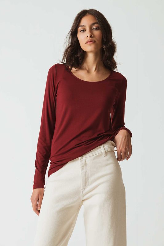 SKFK SEI Langärmeliges Basic-T-Shirt mit Rundhalsausschnitt