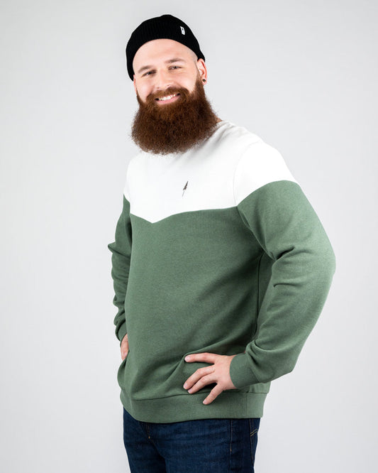 Nikin TreeSweater Bicolor Unisex Olive Mel-White