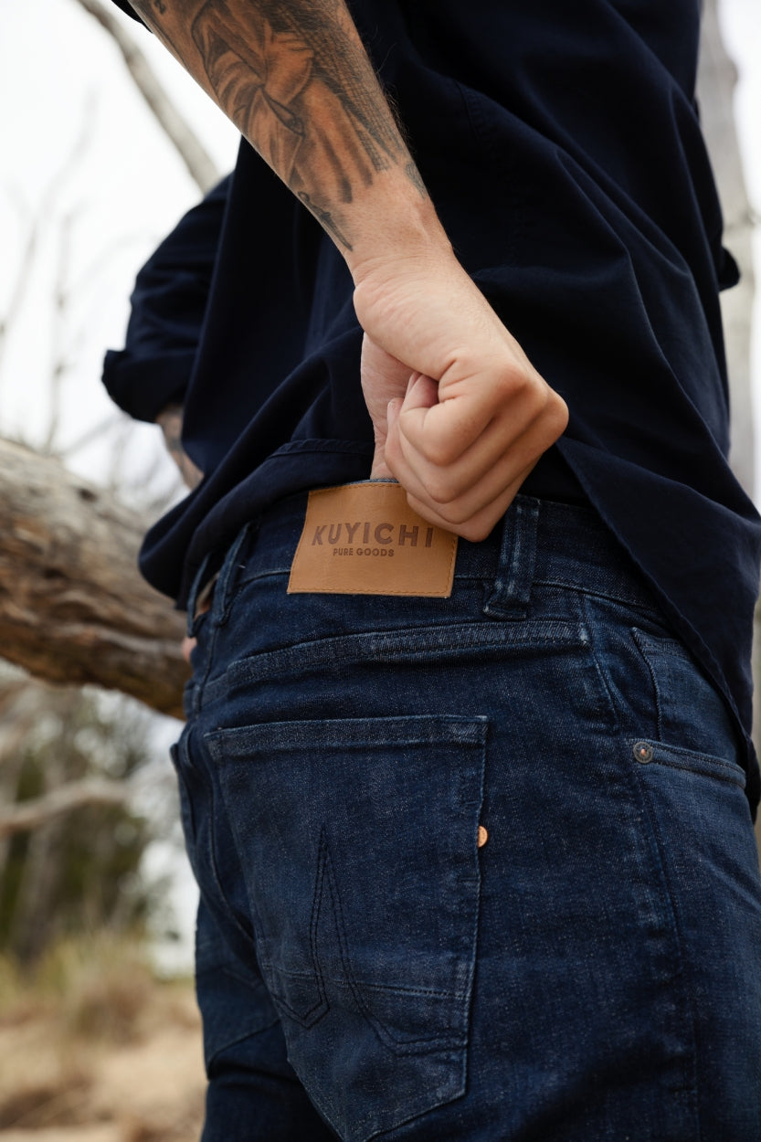 Kuyichi Nico Oxford Hemd Dunkelblau aus Bio-Baumwolle