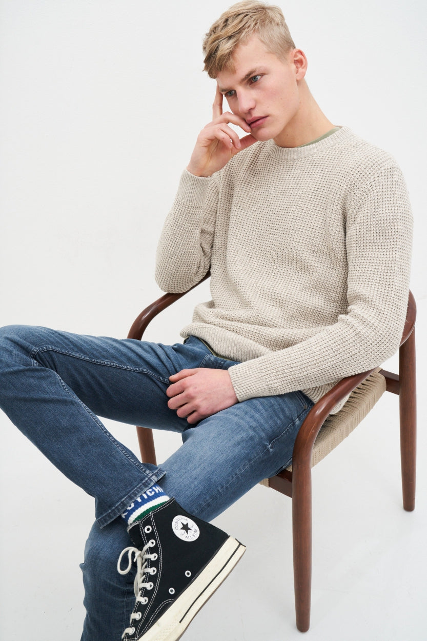 Kuyichi Clement Crewneck Strickpullover für Herren aus Bio-Baumwolle und Hanf