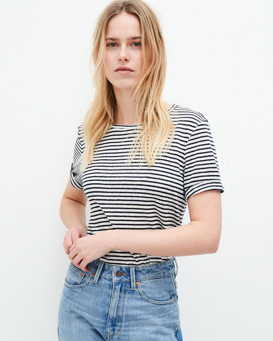 Kuyichi Olivia Striped T-Shirt Bio-Baumwolle und Leinen