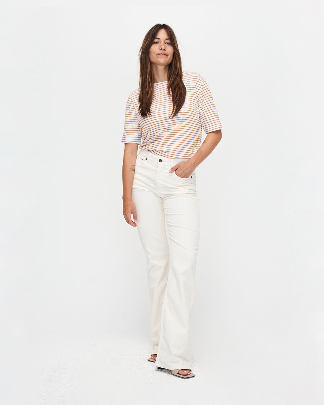 Kuyichi Olivia Striped T-Shirt Bio-Baumwolle und Leinen