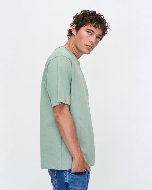 Kuyichi Liam Linen / Bio-Baumwolle T-Shirt Pale Green