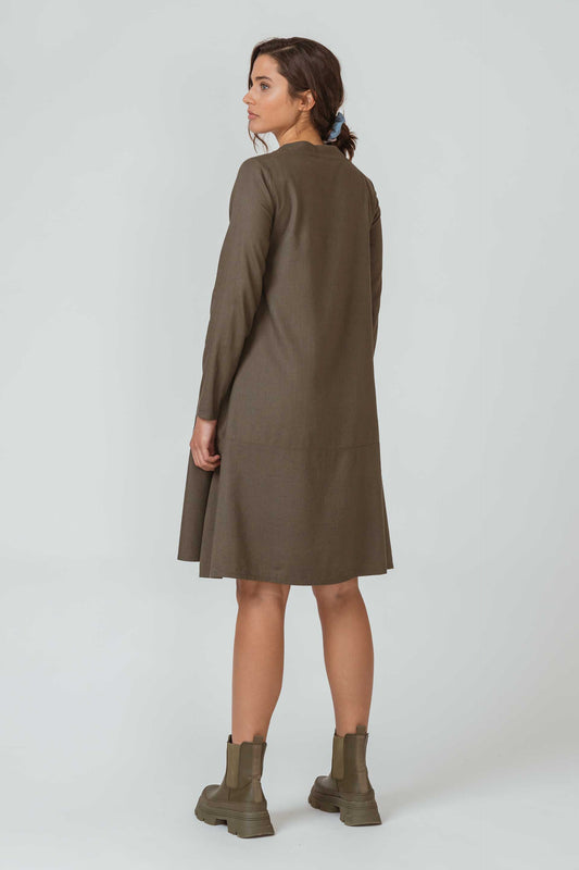 SKFK Hedoia Langarm-Kleid dunkelgrün