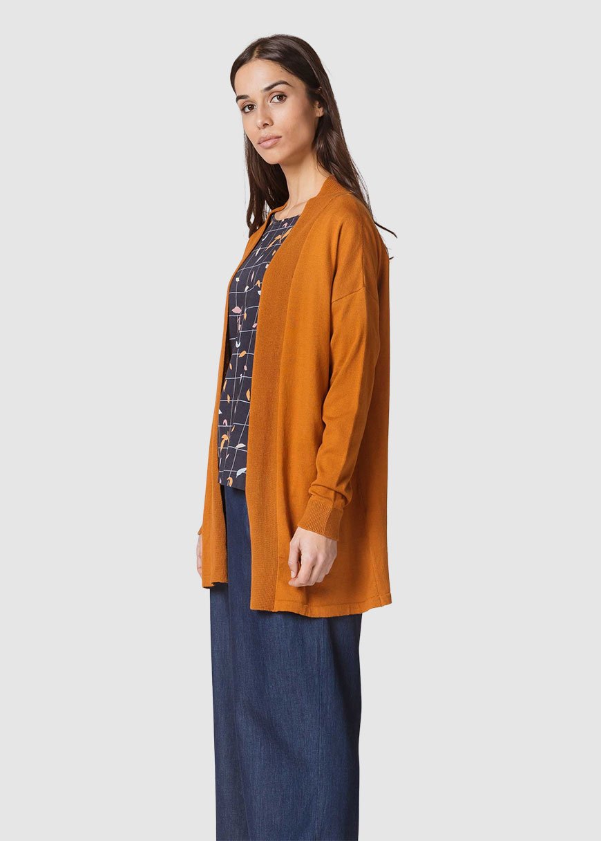 SKFK ARA leichte Strickjacke mit langen Ärmeln aus zertifizierter Bio-Baumwolle (Women Sweater Roasted Brown)