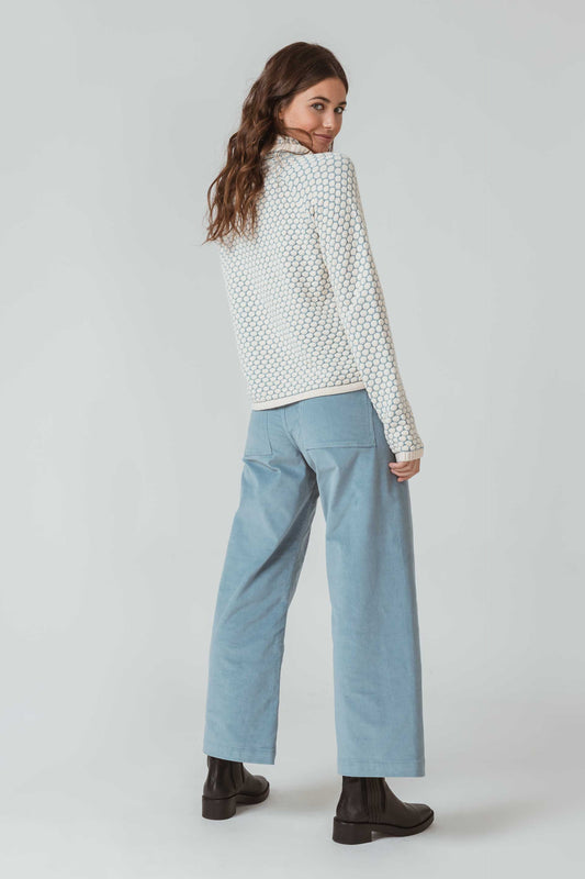 SKFK IGORRE Pullover mit zweifarbiger Wabenstruktur und Trichterausschnitt