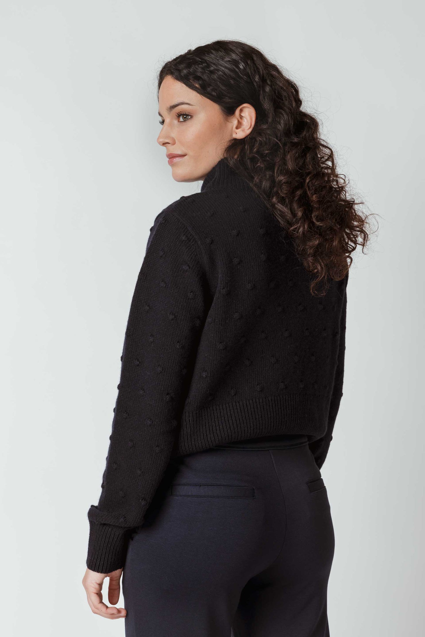 SKFK AMYA Kurzer Strickpullover mit hohem Halsausschnitt, Dunkelblau (Women Sweater Navy)