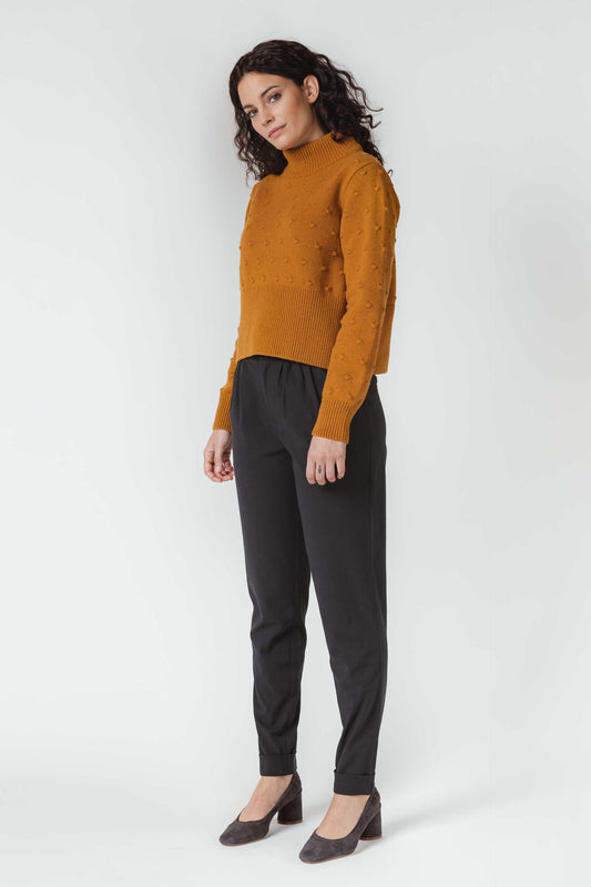 SKFK AMYA Kurzer Strickpullover mit hohem Halsausschnitt (Women Sweater Ochre)