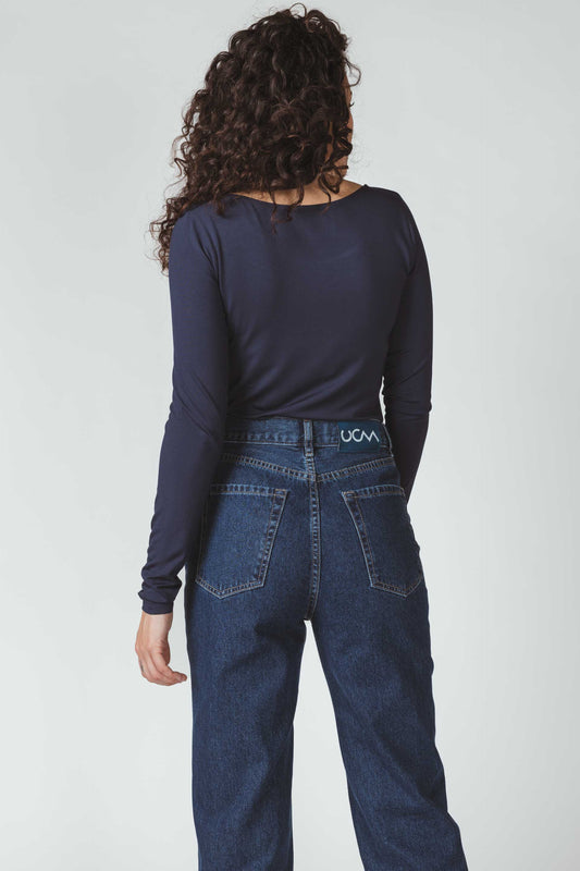 SKFK HOGEITAHAMABI Langärmeliges T-Shirt mit Rundhalsausschnitt. Blau