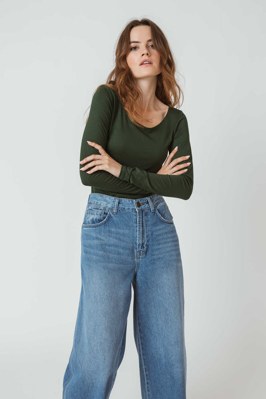 SKFK HOGEITAHAMABI Langärmeliges T-Shirt mit Rundhalsausschnitt. Dunkelgrün