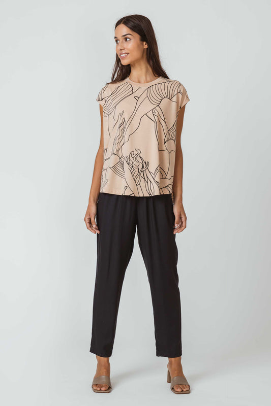 SKFK ALBIA Chino-Hose mit elastischem Bund und Eingrifftaschen (Women Trouser Black)