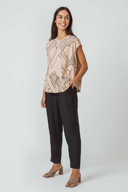 SKFK ALBIA Chino-Hose mit elastischem Bund und Eingrifftaschen (Women Trouser Black)