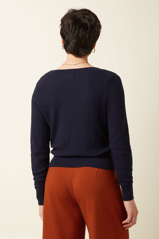 King Louie Deep V Cardi Cedar Blue