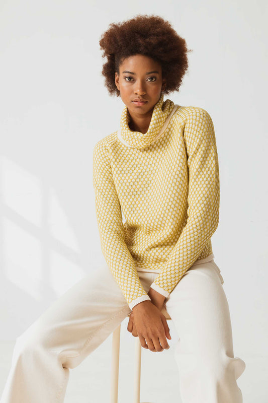SKFK Loredi Sweater mit zweifarbiger Wabenstruktur