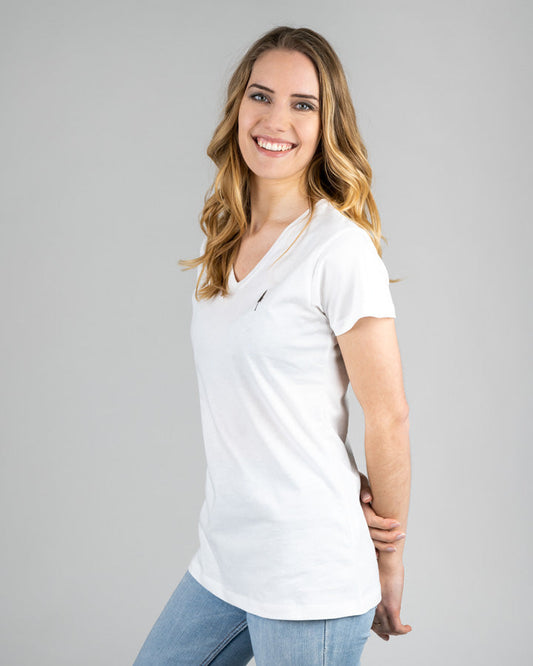 Nikin Women V-Neck T-Shirt Weiss