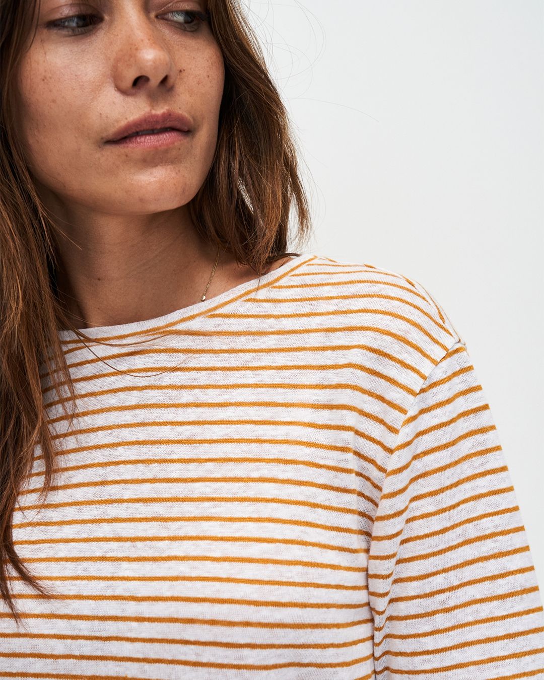 Kuyichi Olivia Striped T-Shirt Bio-Baumwolle und Leinen
