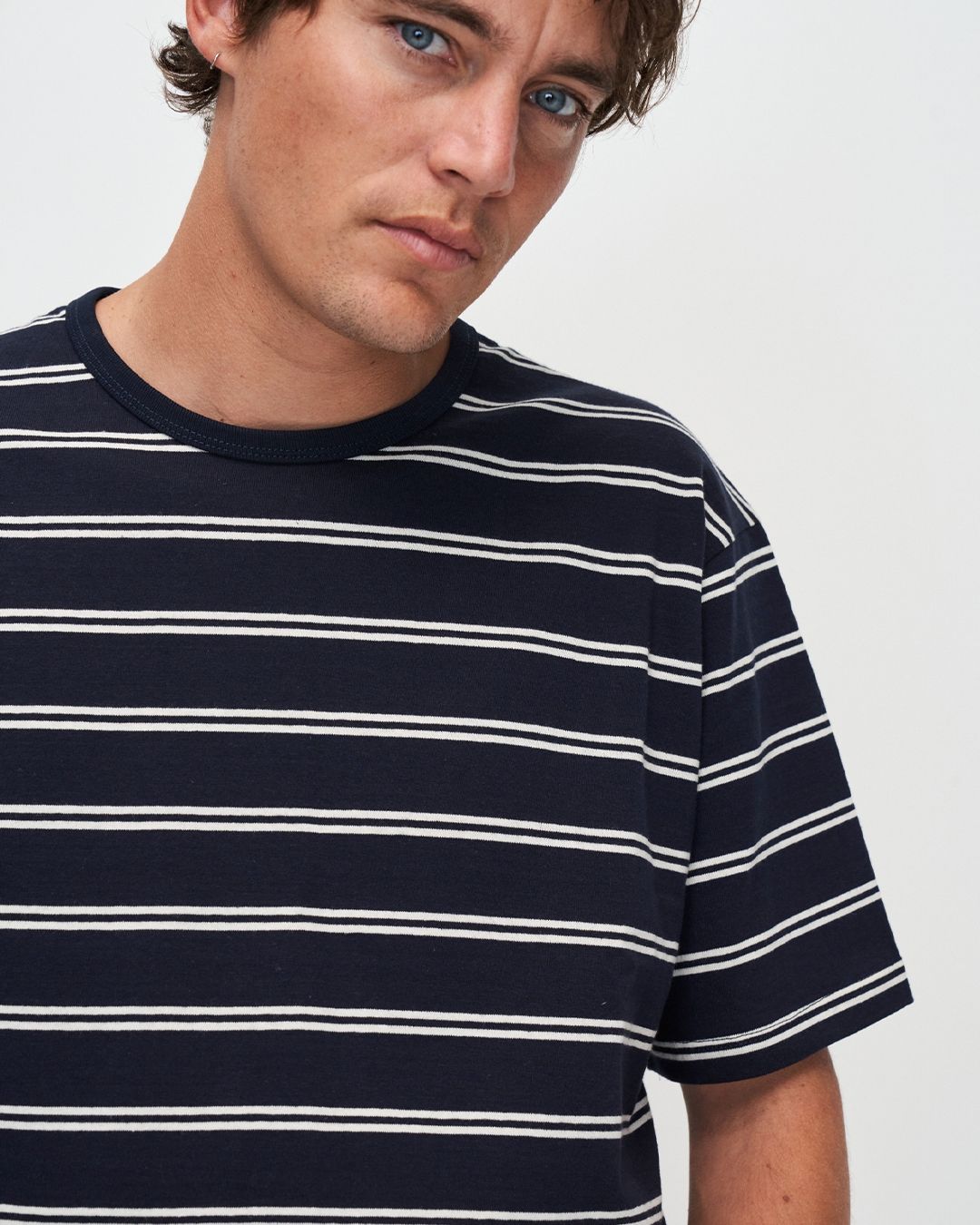 KuyichiLiam Striped T-Shirt Dark Navy