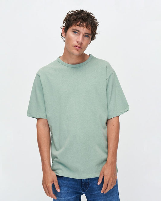 Kuyichi Liam Linen / Bio-Baumwolle T-Shirt Pale Green