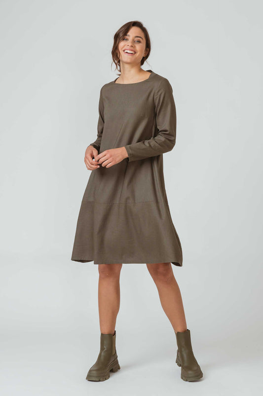 SKFK Hedoia Langarm-Kleid dunkelgrün