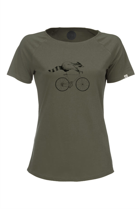 ZRCL Damen-T-Shirt aus Biobaumwolle (Raccoon T-Shirt Olive)