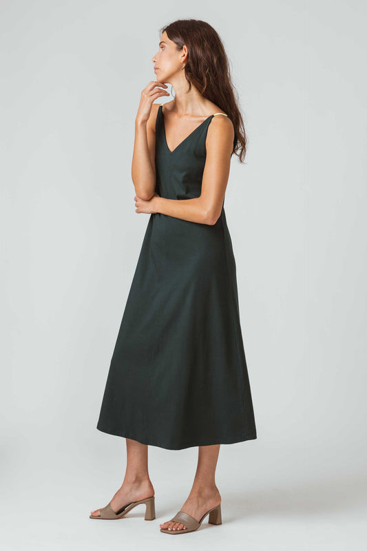 SKFK ALANE Trägerkleid aus zertifizierter Bio-Baumwolle (Women Dress Dark Green)