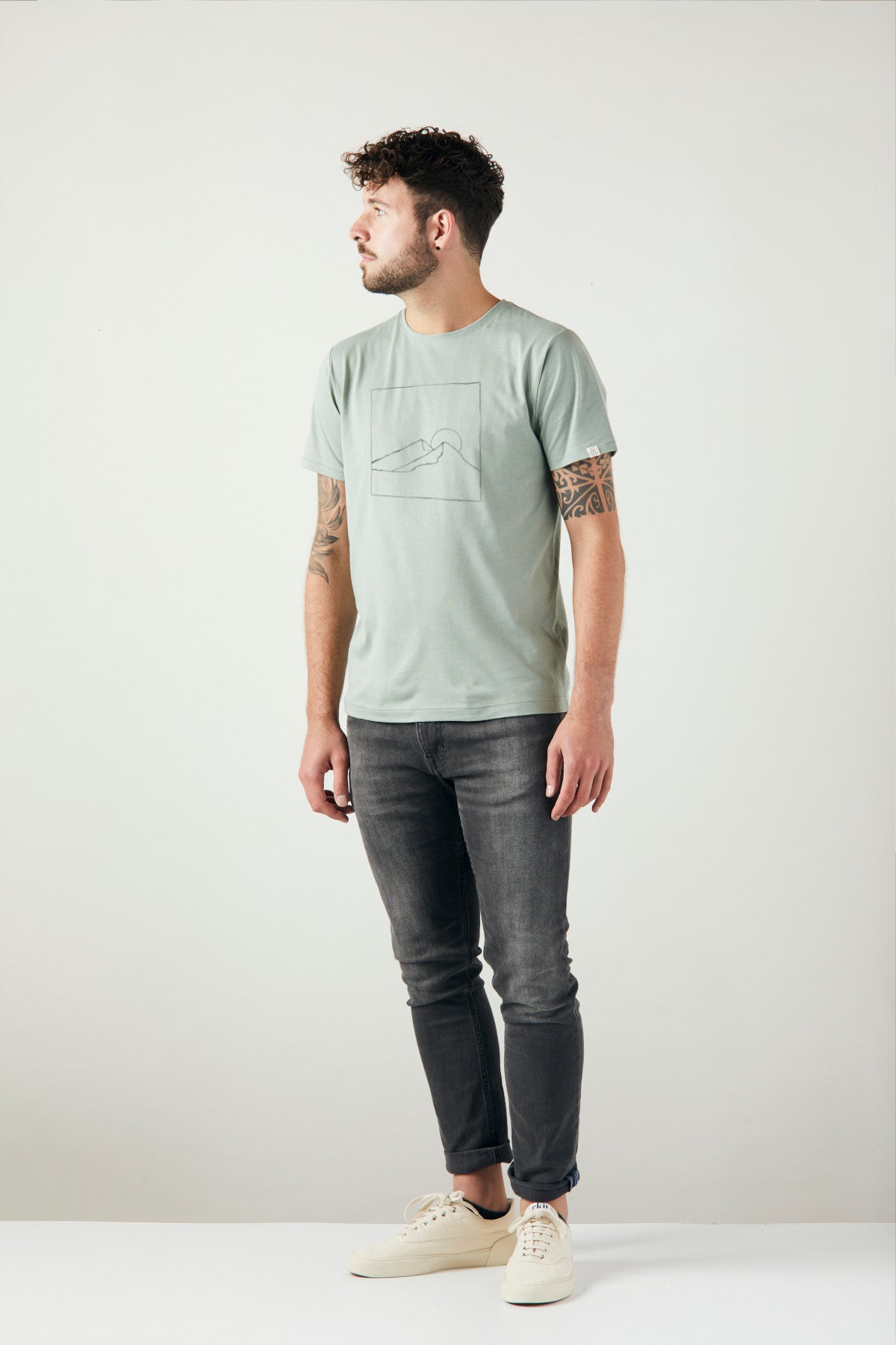 ZRCL Männer-T-Shirt aus Biobaumwolle mit Ridge Motive (T-Shirt Ridge Light Green)