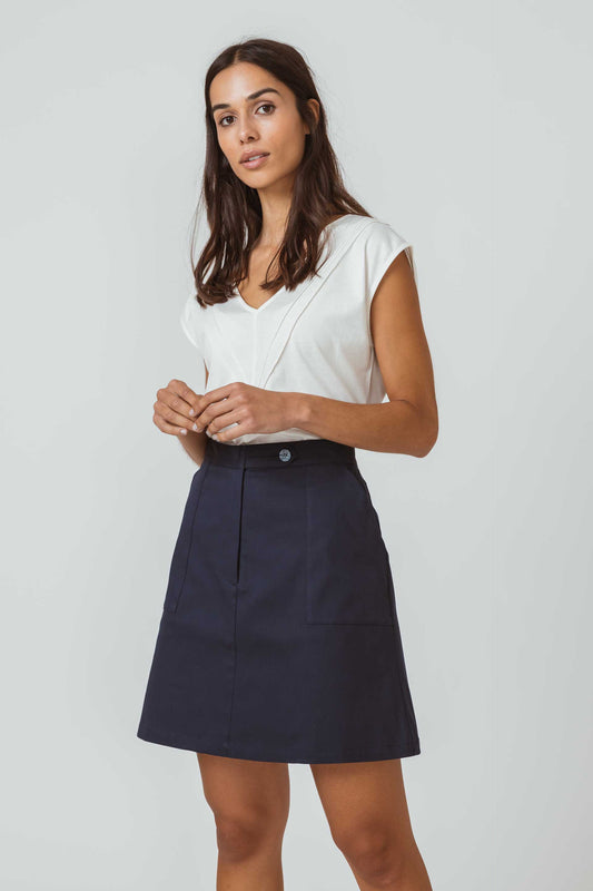 SKFK AMARITA Ärmelloses Oberteil mit V-Ausschnitt aus biologischer und recycelter Baumwolle (Women T-Shirt White)